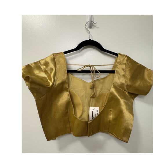 Large Gold Short Sleeve Sari Saree Blouse New with Tags - Picture 3 of 7